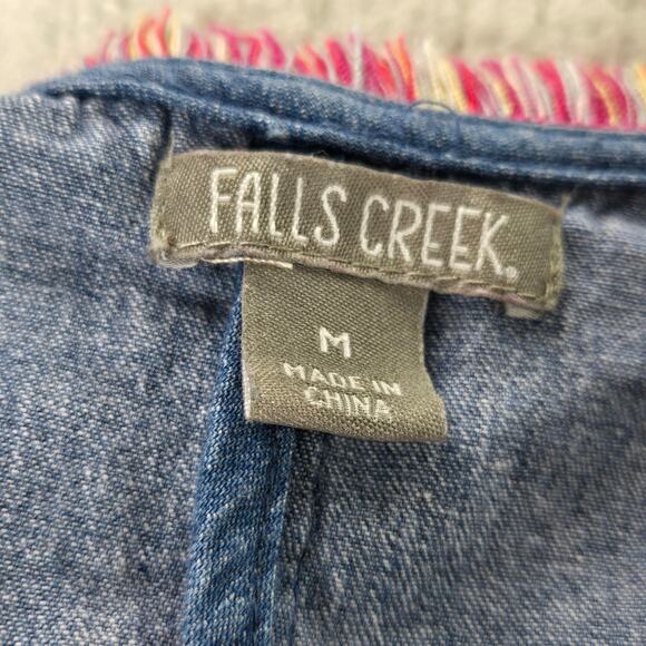 Falls Creek EUC denim embroidered Aztec open jacket kimono sleeves Medium blue - Picture 4 of 15